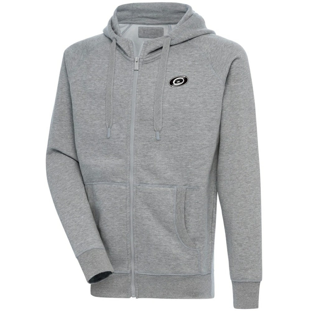 NHL Carolina Hurricanes Antigua Metallic Logo Victory Full-Zip Hoodie - Heather Gray