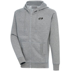 NHL Carolina Hurricanes Antigua Metallic Logo Victory Full-Zip Hoodie - Heather Gray