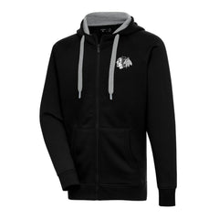NHL Chicago Blackhawks Antigua Metallic Logo Victory Full-Zip Hoodie - Black