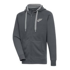 NHL Detroit Red Wings Antigua Metallic Logo Victory Full-Zip Hoodie - Charcoal