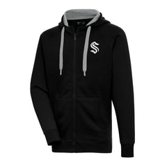 NHL Seattle Kraken Antigua Metallic Logo Victory Full-Zip Hoodie - Black
