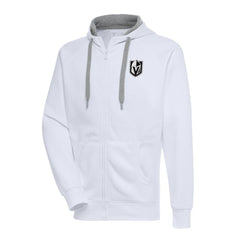 NHL Vegas Golden Knights Antigua Metallic Logo Victory Full-Zip Hoodie - White