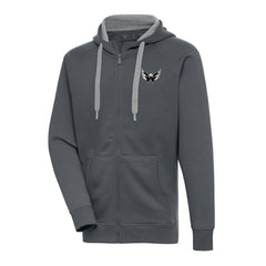 NHL Washington Capitals Antigua Metallic Logo Victory Full-Zip Hoodie - Charcoal