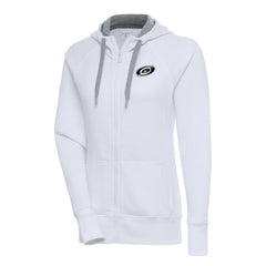 NHL Carolina Hurricanes Antigua Women's Metallic Logo Victory Full-Zip Hoodie - White