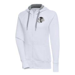 NHL Chicago Blackhawks Antigua Women's Metallic Logo Victory Full-Zip Hoodie - White