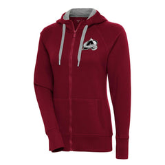 NHL Colorado Avalanche Antigua Women's Metallic Logo Victory Full-Zip Hoodie - Burgundy