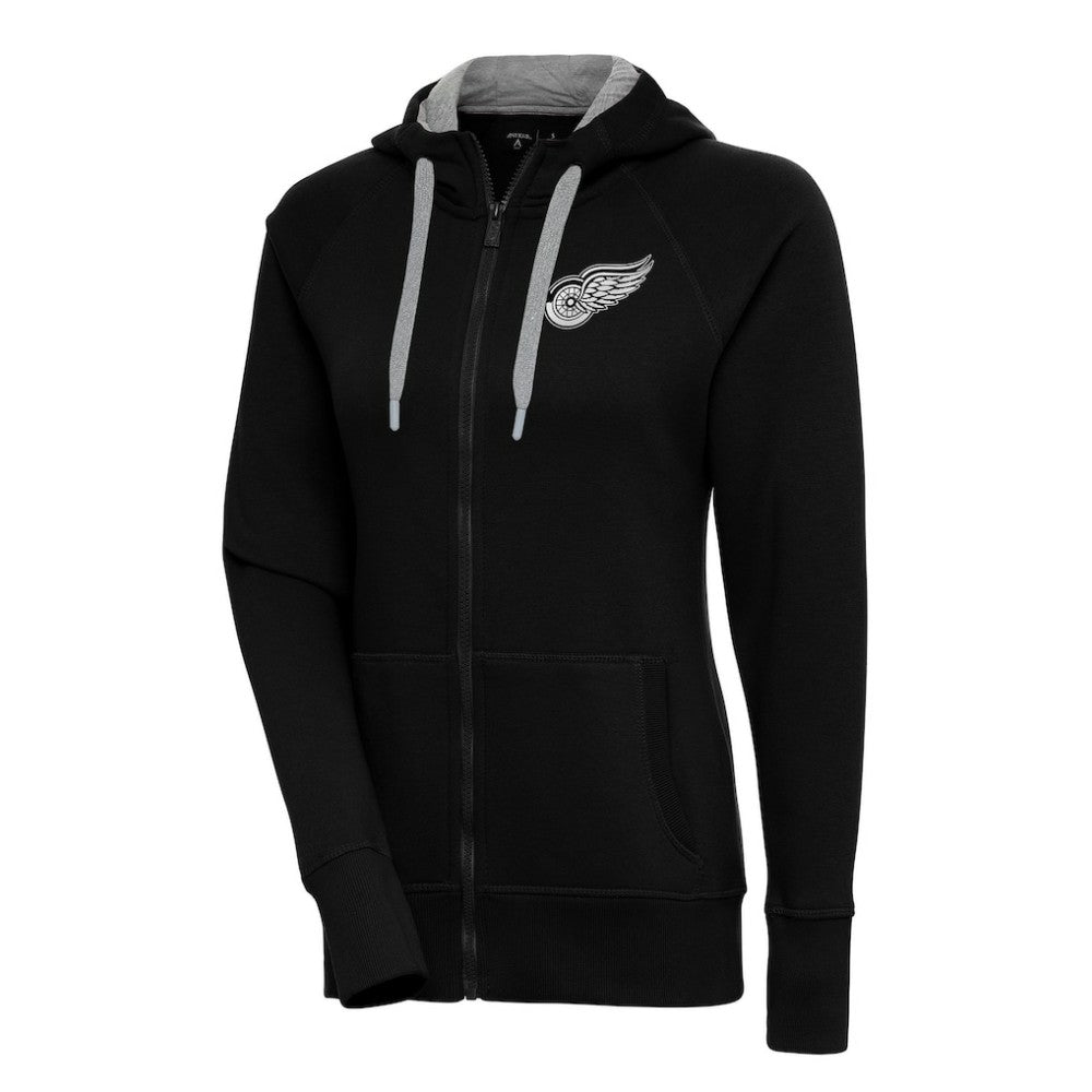 NHL Detroit Red Wings Antigua Women's Metallic Logo Victory Full-Zip Hoodie - Black