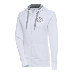 NHL Tampa Bay Lightning Antigua Women's Metallic Logo Victory Full-Zip Hoodie - White