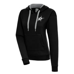 NHL Dallas Stars Antigua Women's Metallic Logo Victory Pullover Hoodie - Black