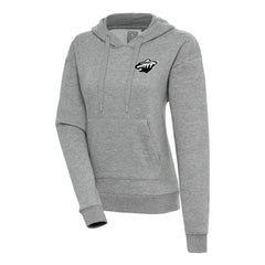 NHL Minnesota Wild Antigua Women's Metallic Logo Victory Pullover Hoodie - Heather Gray