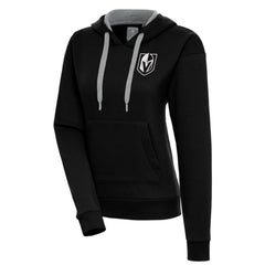 NHL Vegas Golden Knights Antigua Women's Metallic Logo Victory Pullover Hoodie - Black