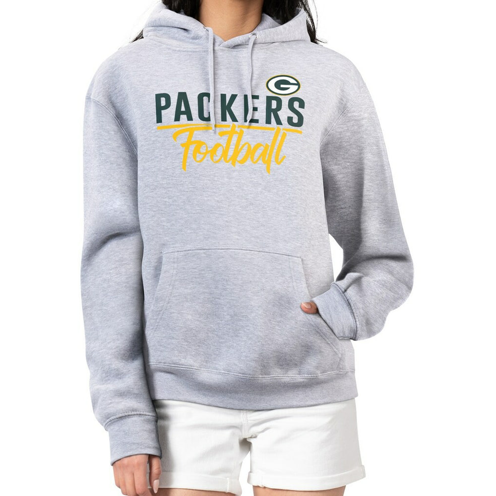 Green Bay Packers G-III 4Her by Carl Banks Women's Graphic Fleece Pullover Hoodie Heather Gray
