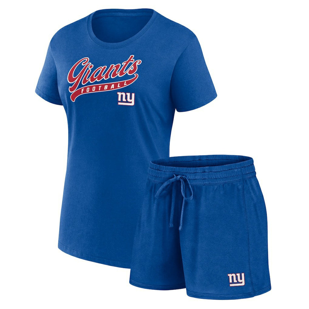 New York Giants Women's Start to Finish T-Shirt & Shorts Combo Pack Royal