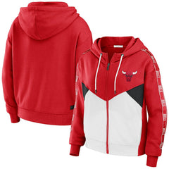 Chicago Bulls WEAR by Erin Andrews Women's Color-Block Full-Zip Hoodie Red