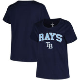 Tampa Bay Rays Profile Women's Plus Size Arch Logo T-Shirt - Navy T-shirts
