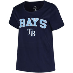 Tampa Bay Rays Profile Women's Plus Size Arch Logo T-Shirt - Navy T-shirts