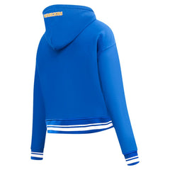 Golden State Warriors Pro Standard Women's Script Tail Cropped Pullover Hoodie Royal