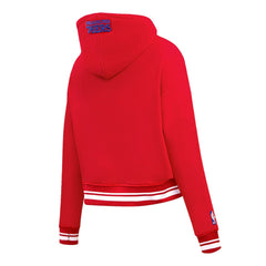 Philadelphia 76ers Pro Standard Women's Script Tail Cropped Pullover Hoodie Red