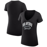 San Antonio Spurs G-III 4Her by Carl Banks Women's Super-Slim Fit Lightweight Filigree Logo V-Neck T-Shirt Black