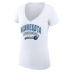 Minnesota Timberwolves G-III 4Her by Carl Banks Women's Super-Slim Fit Lightweight Filigree Logo V-Neck T-Shirt - White