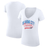 Oklahoma City Thunder G-III 4Her by Carl Banks Women's Super-Slim Fit Lightweight Filigree Logo V-Neck T-Shirt - White