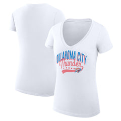 Oklahoma City Thunder G-III 4Her by Carl Banks Women's Super-Slim Fit Lightweight Filigree Logo V-Neck T-Shirt - White