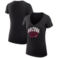 Arizona Cardinals G-III 4Her by Carl Banks Women's Super-Slim Fit Lightweight Filigree Logo Lightweight V-Neck T-Shirt – Black