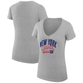 New York Giants G-III 4Her by Carl Banks Women's Super-Slim Fit Lightweight Filigree Logo Lightweight V-Neck T-Shirt – Heather Gray