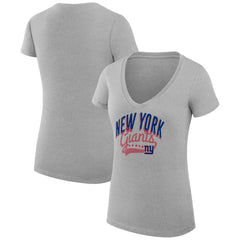 New York Giants G-III 4Her by Carl Banks Women's Super-Slim Fit Lightweight Filigree Logo Lightweight V-Neck T-Shirt – Heather Gray