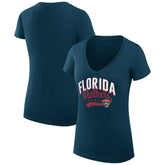 NHL Florida Panthers G-III 4Her by Carl Banks Women's Super-Slim Fit Lightweight Filigree Logo V-Neck T-Shirt – Navy