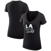 NHL Los Angeles Kings G-III 4Her by Carl Banks Women's Super-Slim Fit Lightweight Filigree Logo V-Neck T-Shirt – Black