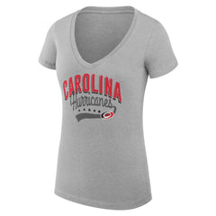 NHL Carolina Hurricanes G-III 4Her by Carl Banks Women's Super-Slim Fit Lightweight Filigree Logo V-Neck T-Shirt – Gray