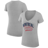 NHL Montreal Canadiens G-III 4Her by Carl Banks Women's Super-Slim Fit Lightweight Filigree Logo V-Neck T-Shirt – Gray