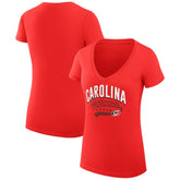 NHL Carolina Hurricanes G-III 4Her by Carl Banks Women's Super-Slim Fit Lightweight Filigree Logo V-Neck T-Shirt – Red