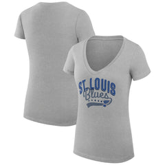 NHL St. Louis Blues G-III 4Her by Carl Banks Women's Super-Slim Fit Lightweight Filigree Logo V-Neck T-Shirt – Gray