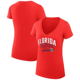 NHL Florida Panthers G-III 4Her by Carl Banks Women's Super-Slim Fit Lightweight Filigree Logo V-Neck T-Shirt – Red