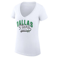NHL Dallas Stars G-III 4Her by Carl Banks Women's Super-Slim Fit Lightweight Filigree Logo V-Neck T-Shirt – White