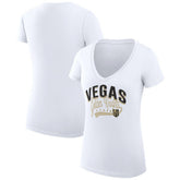 NHL Vegas Golden Knights G-III 4Her by Carl Banks Women's Super-Slim Fit Lightweight Filigree Logo V-Neck T-Shirt – White