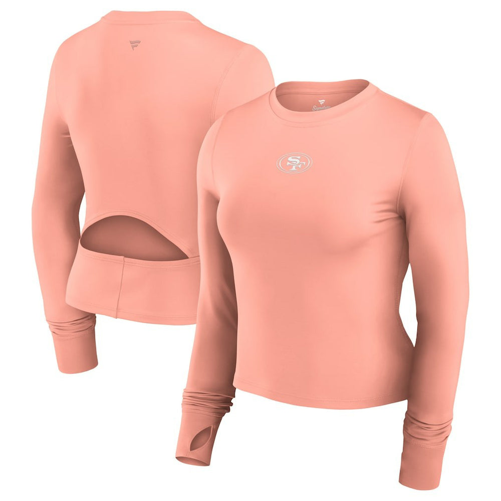 San Francisco 49ers Women's Studio Fitted Long Sleeve Gym Top Coral