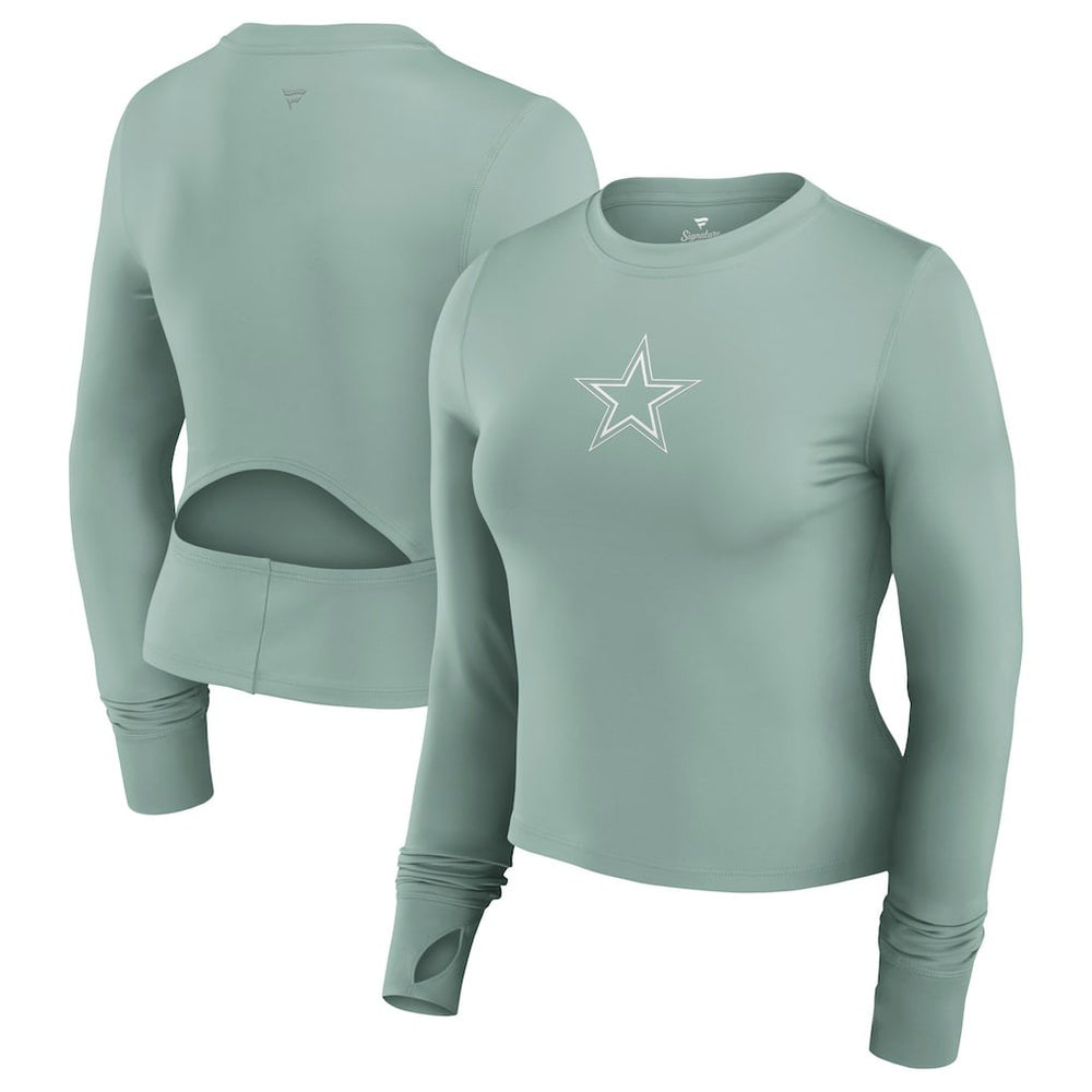 Dallas Cowboys Women's Studio Fitted Long Sleeve Gym Top Green