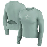 Dallas Cowboys Women's Studio Fitted Long Sleeve Gym Top Green