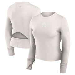 Pittsburgh Steelers Women's Studio Fitted Long Sleeve Gym Top White