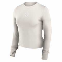 Pittsburgh Steelers Women's Studio Fitted Long Sleeve Gym Top White