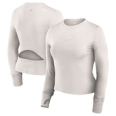 Philadelphia Eagles Women's Studio Fitted Long Sleeve Gym Top White