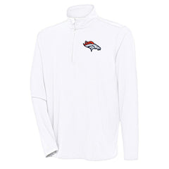 Denver Broncos Antigua Hunk Quarter-Zip Pullover Top White