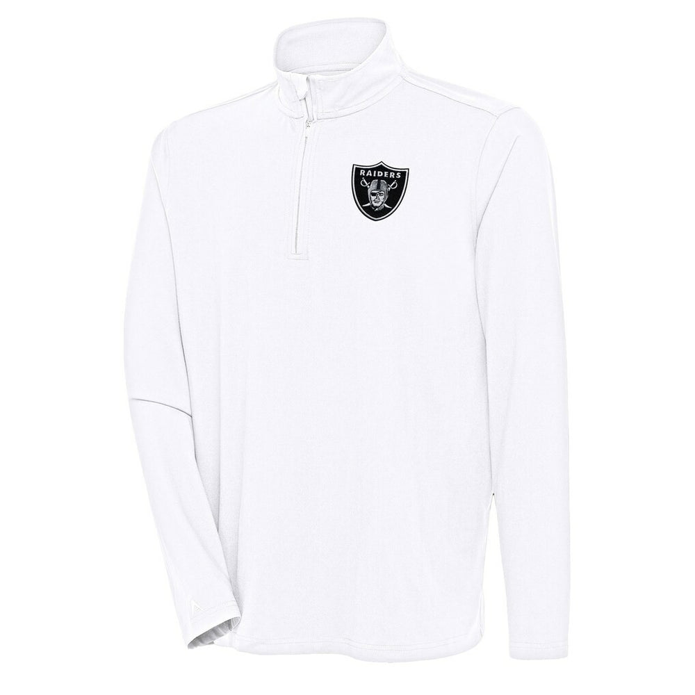 Las Vegas Raiders Antigua Hunk Quarter-Zip Pullover Top White