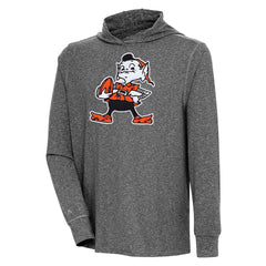 Cleveland Browns Antigua Saga Long Sleeve Hoodie T-Shirt Heather Black