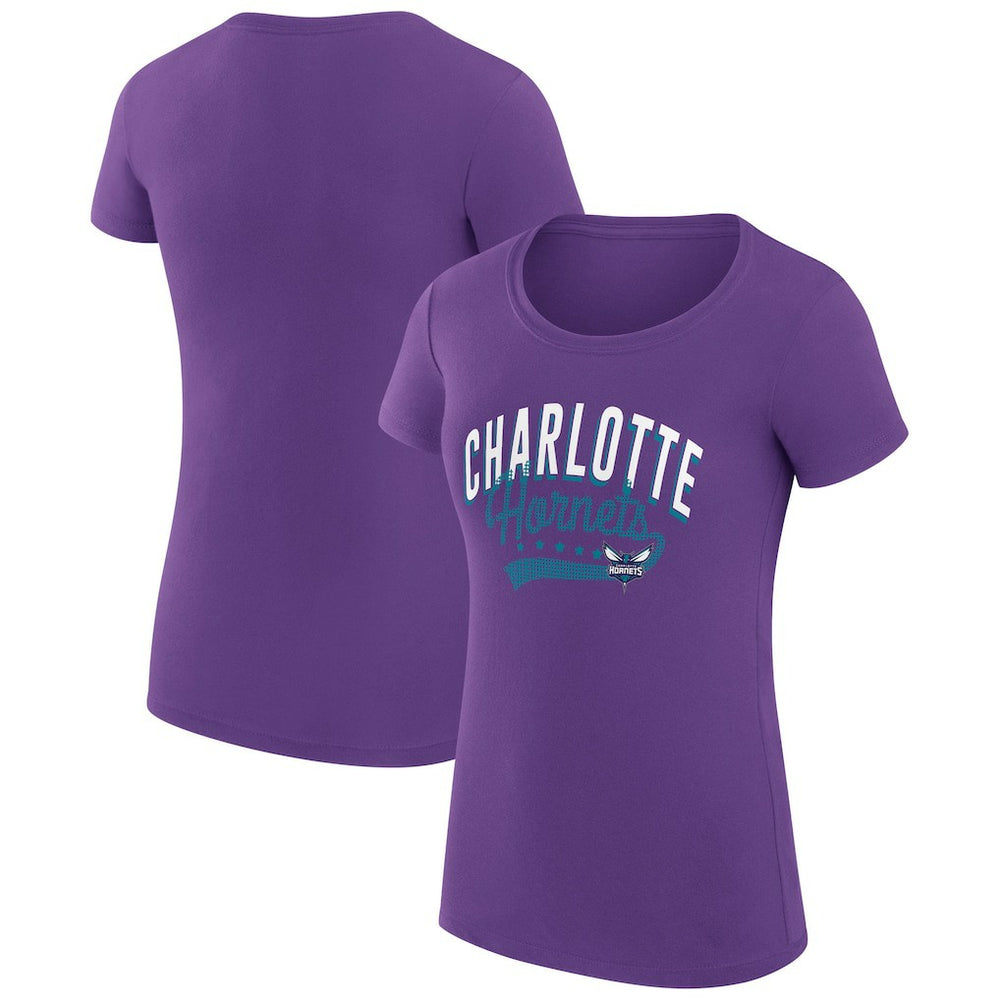 Charlotte Hornets G-III 4Her by Carl Banks Women's Super-Slim Fit Lightweight Filigree Logo T-Shirt - Purple