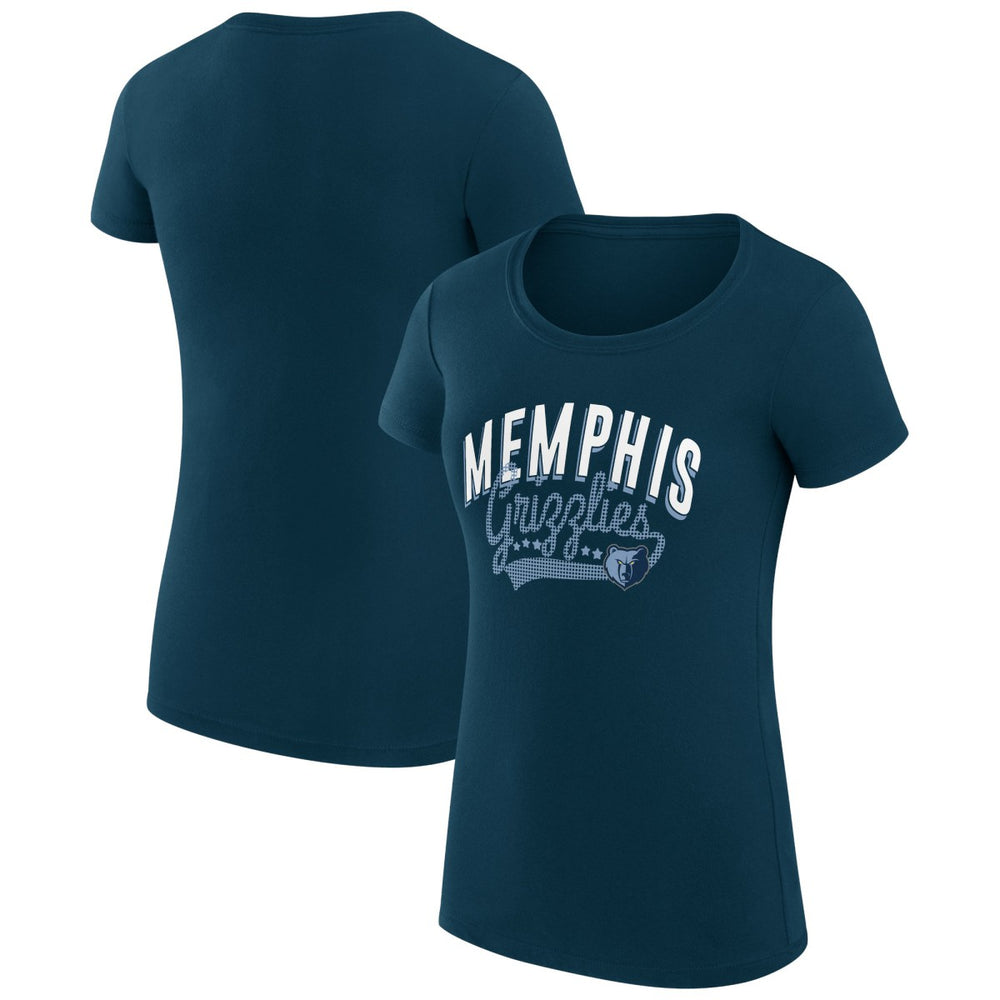 Memphis Grizzlies G-III 4Her by Carl Banks Women's Super-Slim Fit Lightweight Filigree Logo T-Shirt - Navy