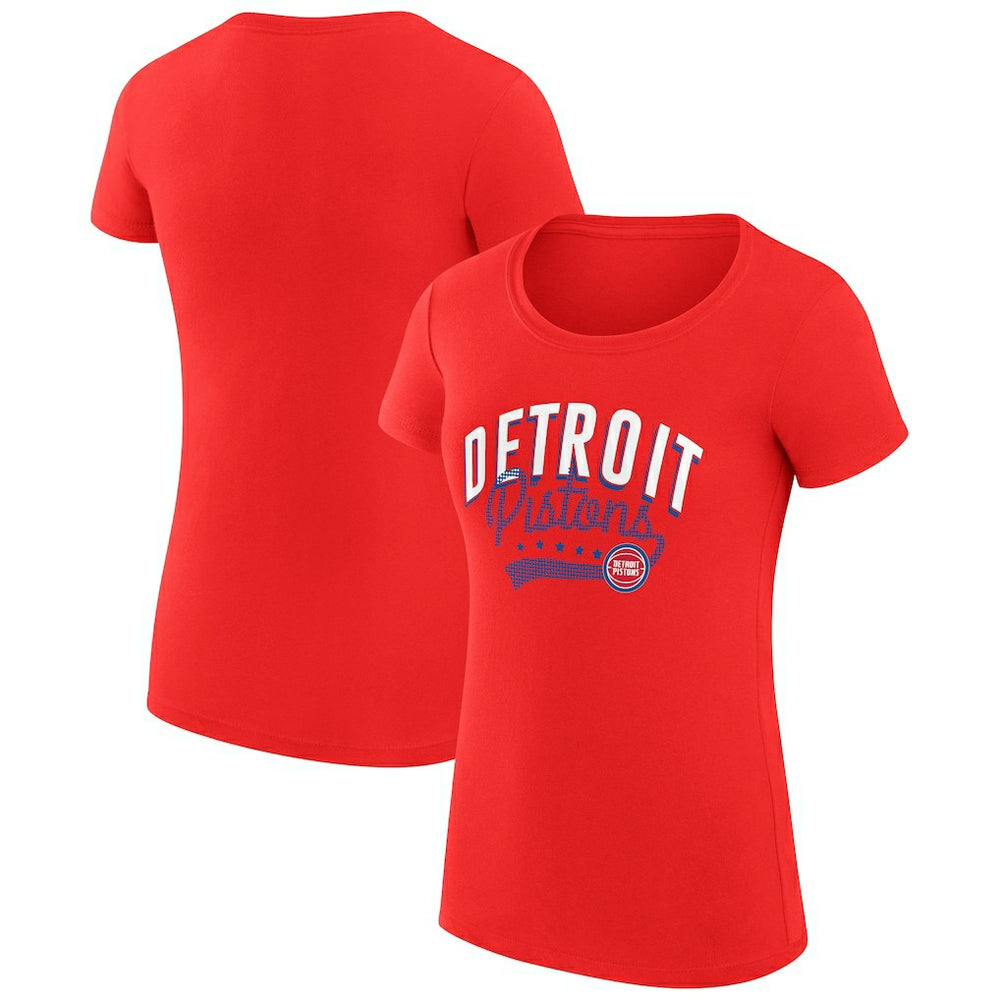 Detroit Pistons G-III 4Her by Carl Banks Women's Super-Slim Fit Lightweight Filigree Logo T-Shirt - Red